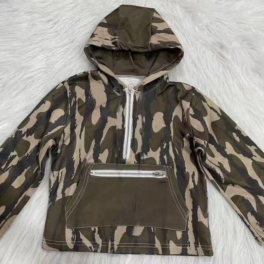 (Pre Order) No moq BT1385 pre-order toddler boy clothes camouflage hooded long Sleeve Top -2025.9.23