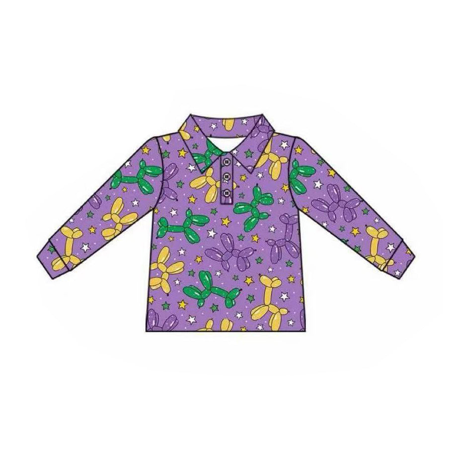(Pre Order) No moq BT1387 pre-order toddler boy clothes purple long Sleeve Top -2025.9.25