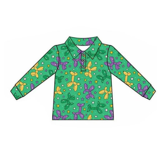 (Pre Order) No moq BT1389 pre-order toddler boy clothes green long Sleeve Top -2025.9.25