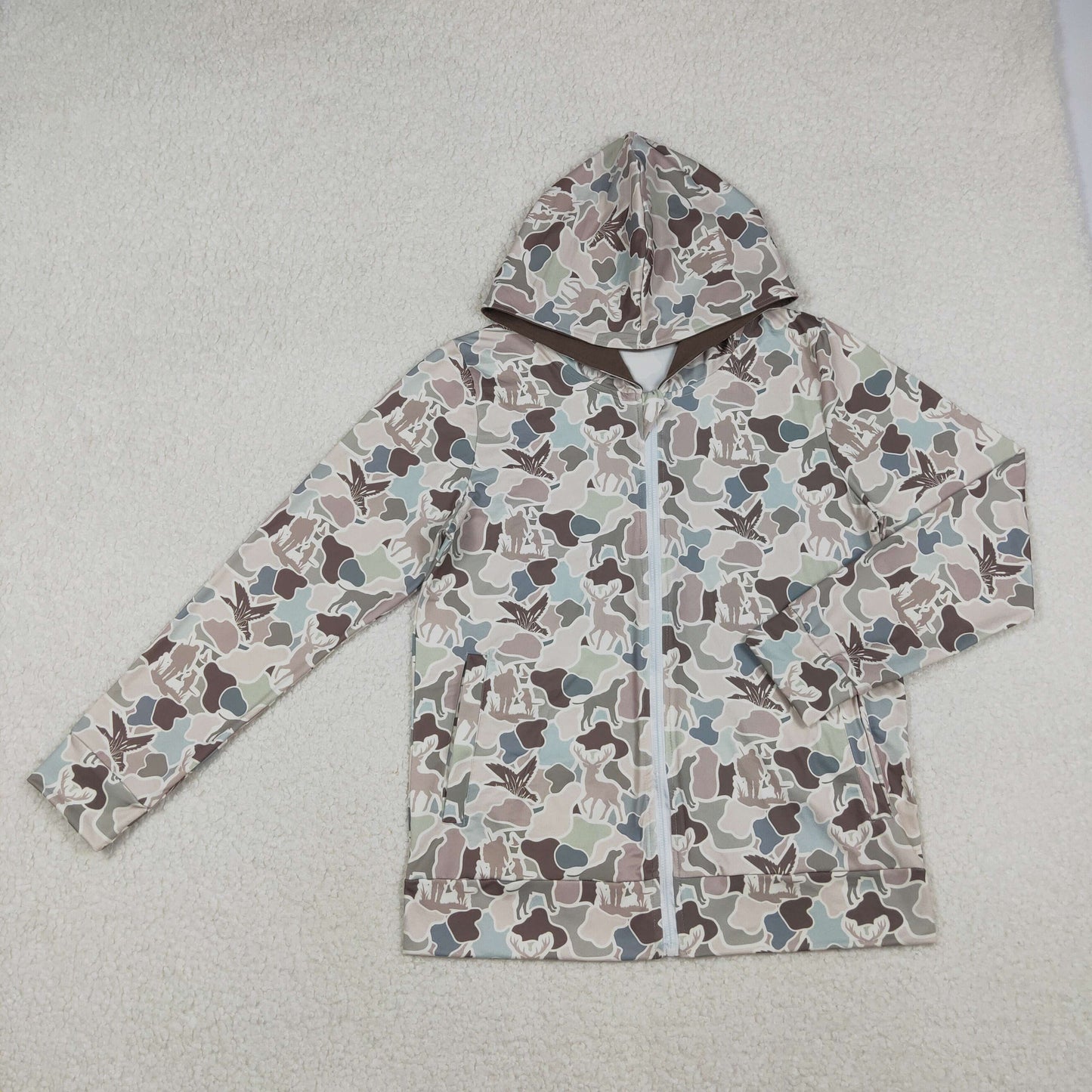 12/18m-7/8t RTS NO MOQ Sibling baby boy clothes and Adult clothes camouflage duck hooded long sleeve tops and adult top