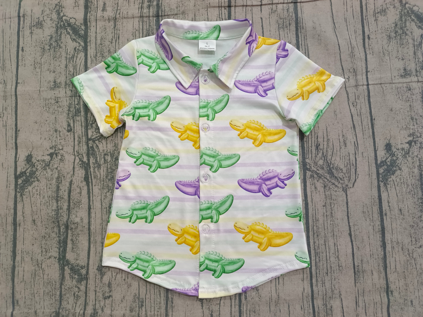 (Pre Order) No moq BT1393 pre-order toddler boy clothes mardi gras short Sleeve Top -2025.12.5