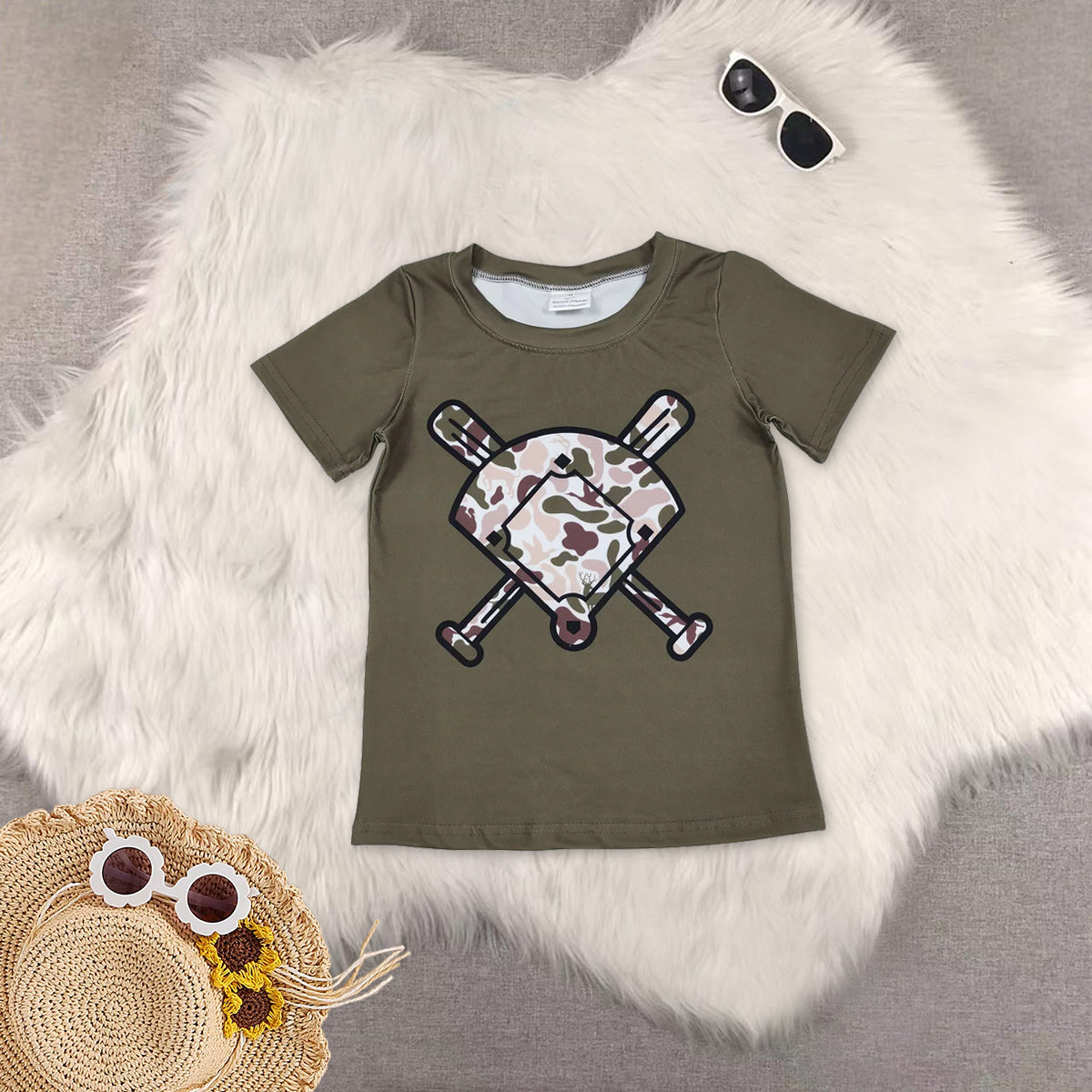 RTS NO MOQ Sibling baby boy clothes Camouflage summer short sleeve shorts sets and top and shorts