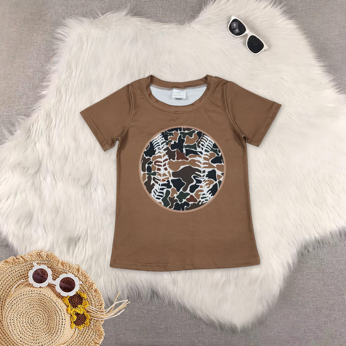 RTS NO MOQ Sibling baby boy clothes Camouflage summer short sleeve shorts sets and top and shorts