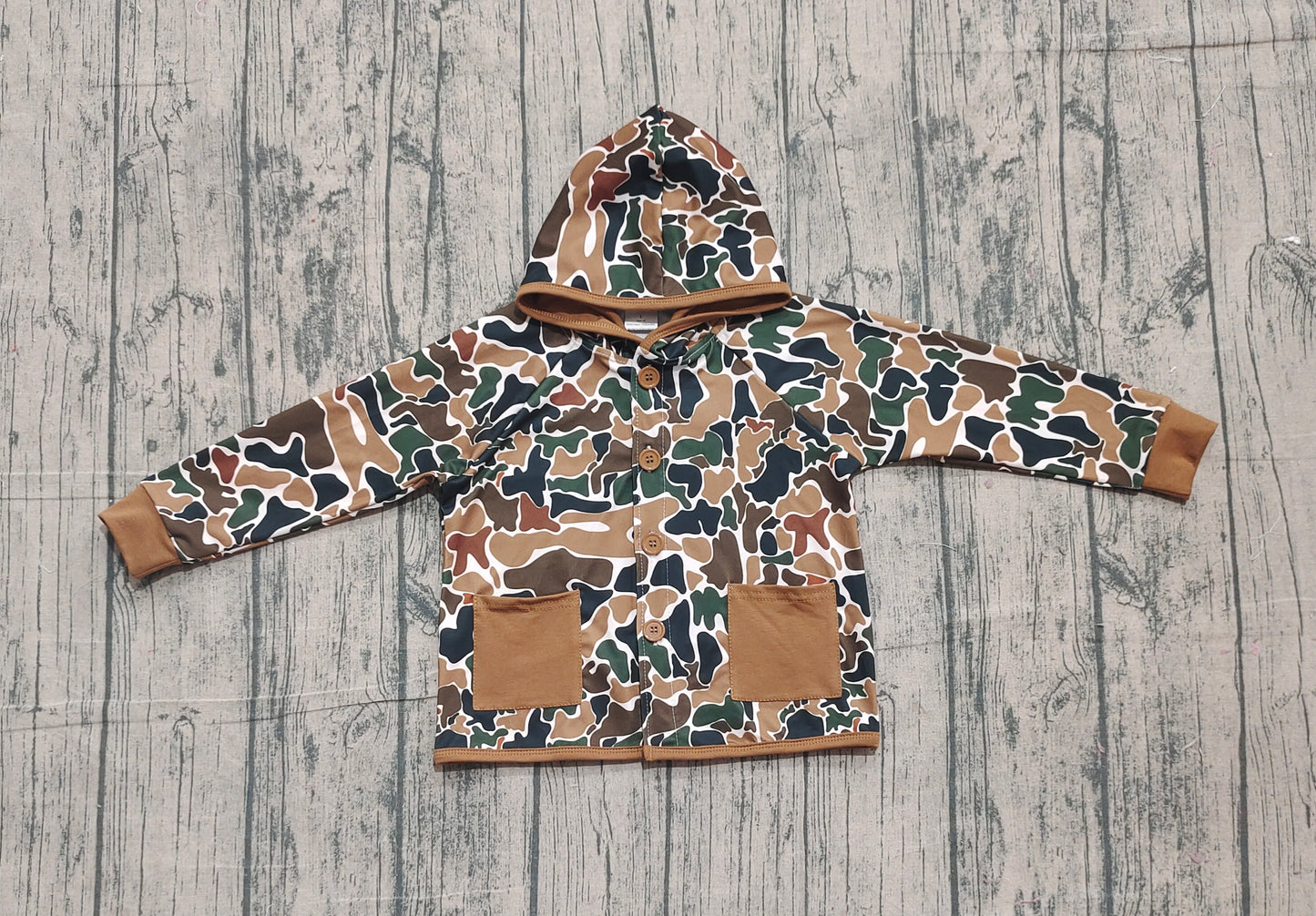 (Pre Order) No moq BT1442 pre-order toddler boy clothes camouflage hooded long Sleeve Top -2025.11.11