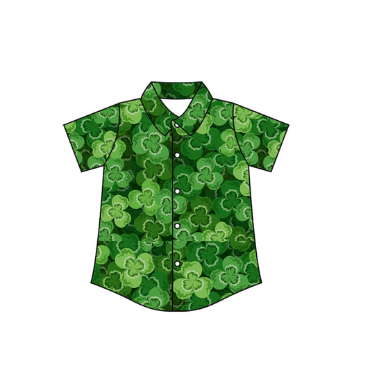 (Pre Order) No moq BT1457 pre-order toddler boy clothes green short Sleeve Top -2025.10.22