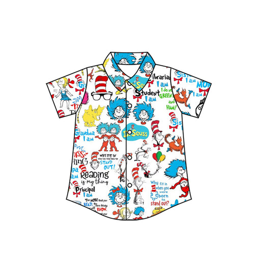 (Pre Order) No moq BT1464 pre-order toddler boy clothes dr seuss short Sleeve Top -2025.10.22