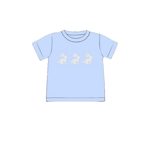(Pre Order) No moq BT1488 pre-order toddler boy clothes bunny blue short Sleeve Top -2025.10.30