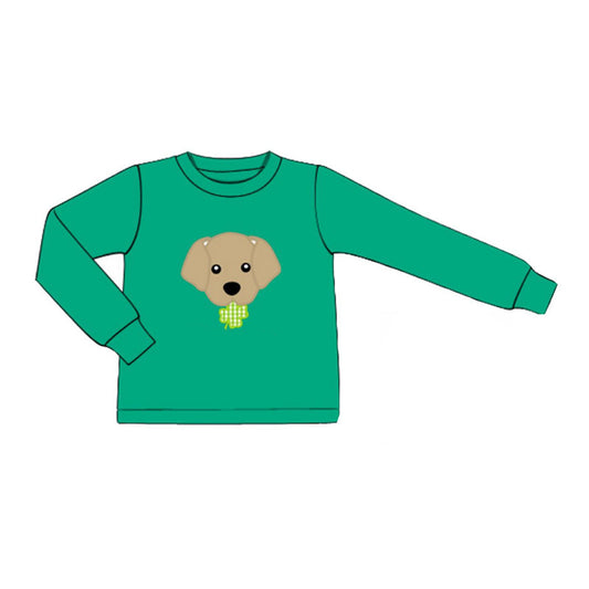(Pre Order) No moq BT1521 pre-order toddler boy clothes puppy green long Sleeve Top -2025.11.6