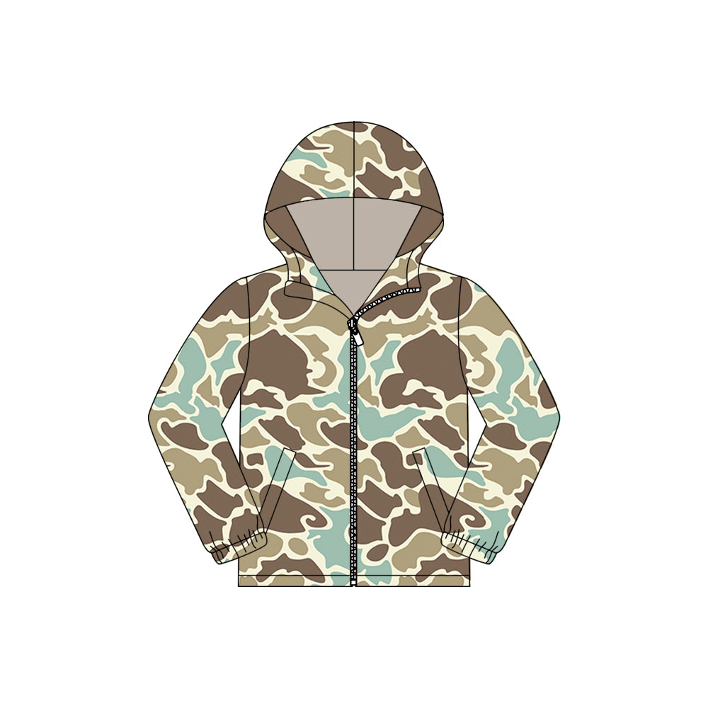 (Pre Order) No moq BT1526 pre-order toddler boy clothes camouflage zipper hooded long Sleeve Top -2025.11.6