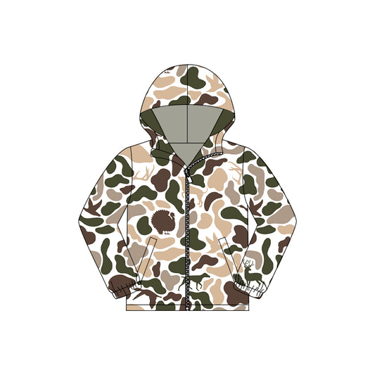 (Pre Order) No moq BT1527 pre-order toddler boy clothes camouflage zipper hooded long Sleeve Top -2025.11.6