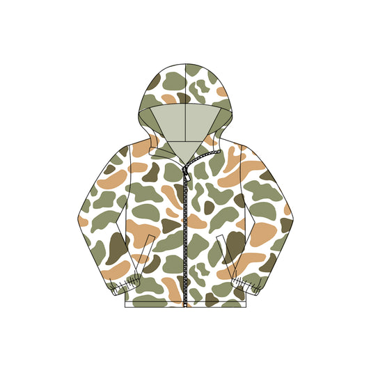 (Pre Order) No moq BT1528 pre-order toddler boy clothes camouflage zipper hooded long Sleeve Top -2025.11.6