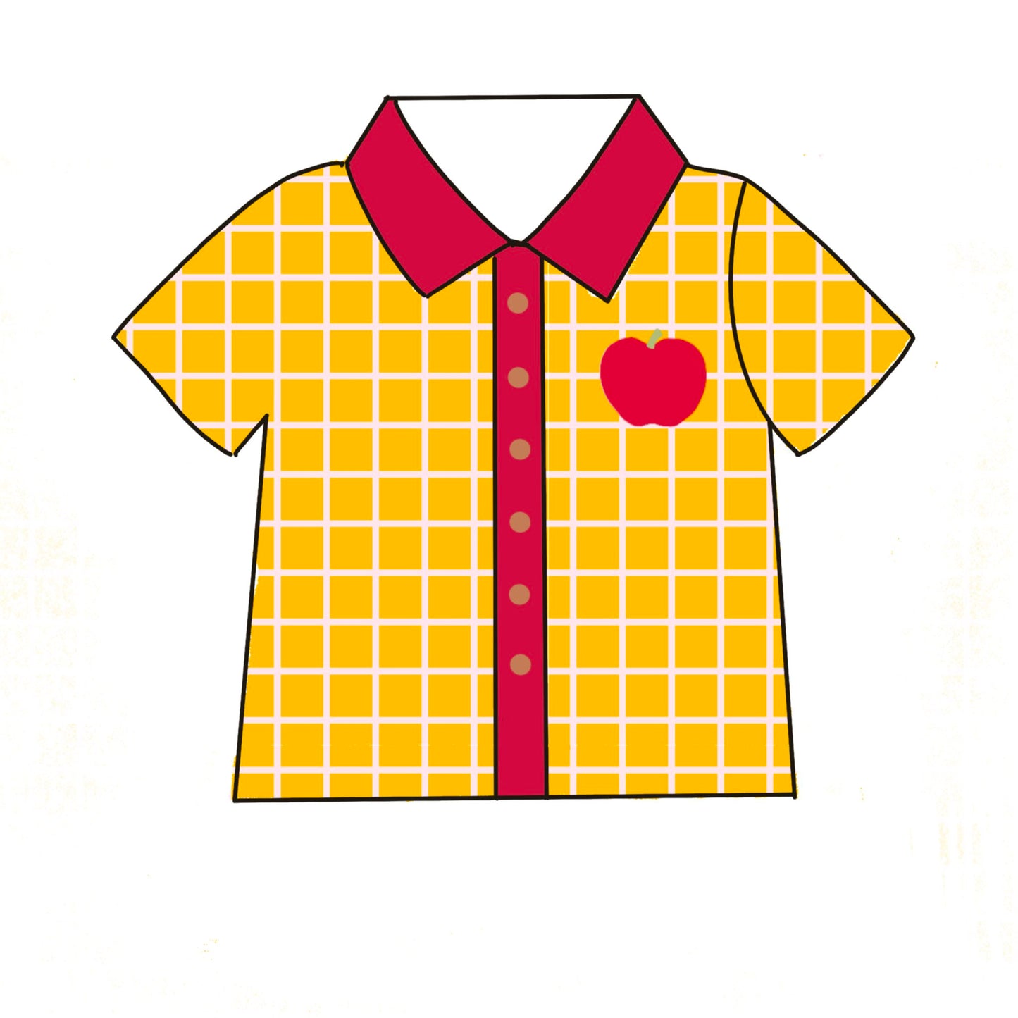 (Pre Order) No moq BT1543 pre-order toddler boy clothes apple short Sleeve Top -2025.11.8