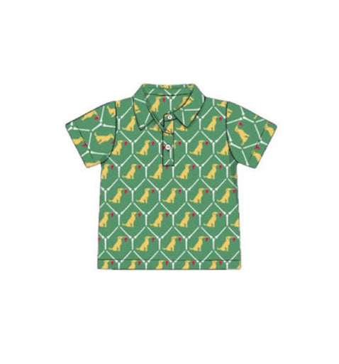 (Pre Order) No moq BT1558 pre-order toddler boy clothes puppy green short Sleeve Top -2025.11.11
