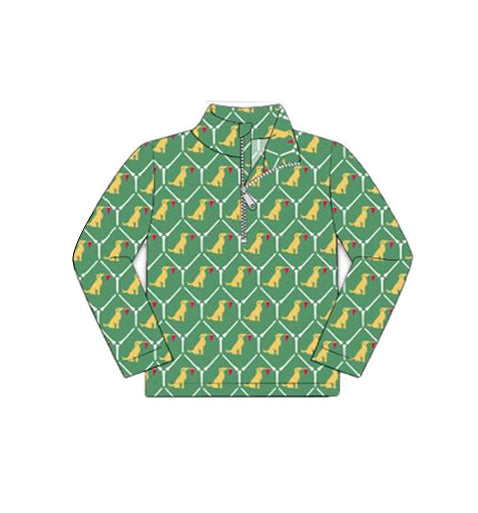 (Pre Order) No moq BT1559 pre-order toddler boy clothes puppy green long Sleeve Top -2025.11.11