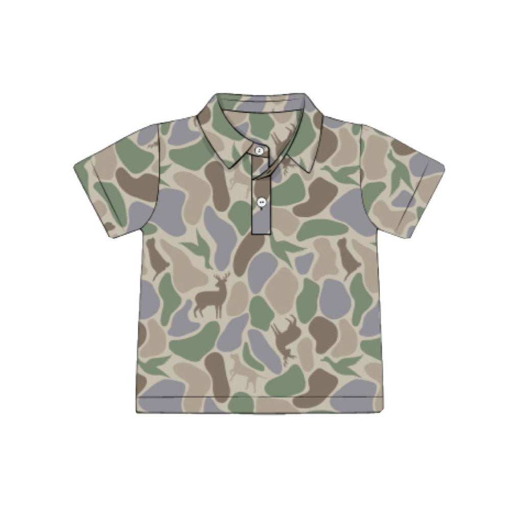 (Pre Order) No moq BT1560 pre-order toddler boy clothes camouflage short Sleeve Top -2025.11.12