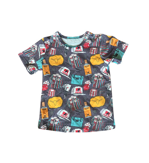 (Pre Order) No moq BT1561 pre-order toddler boy clothes cow head short Sleeve Top -2025.11.12