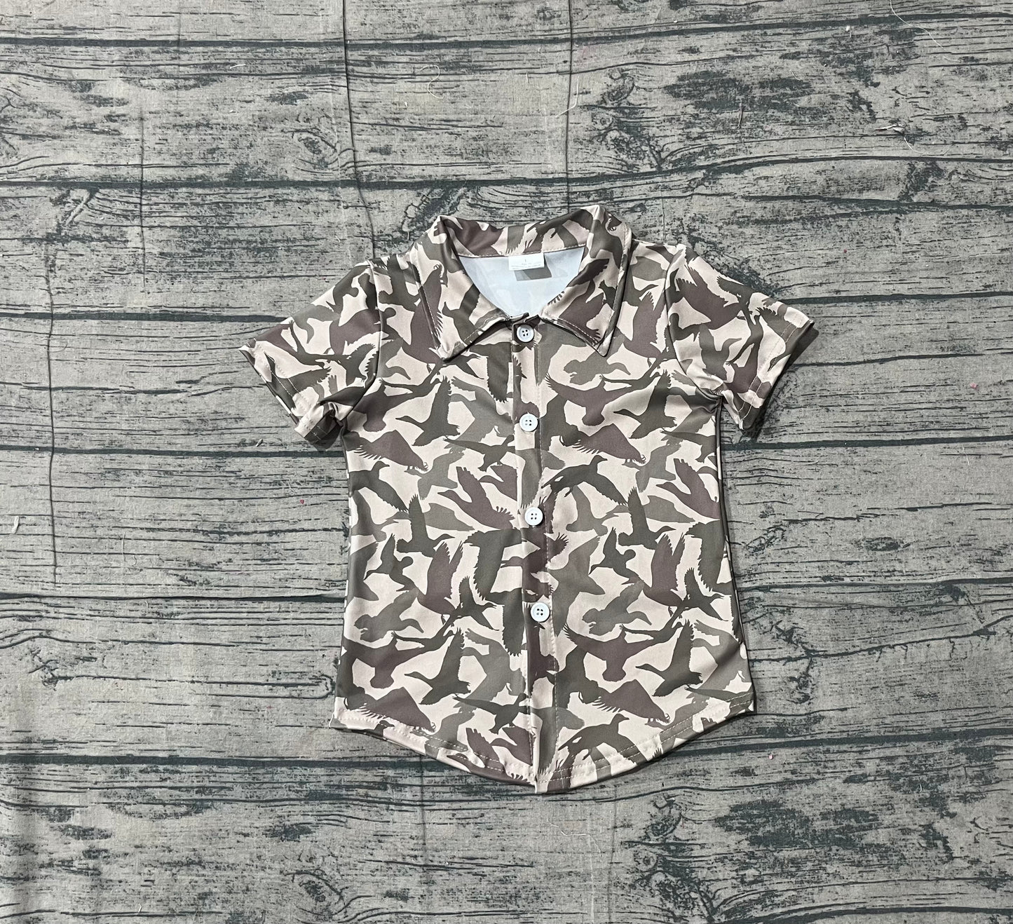 (Pre Order) No moq BT1562 pre-order toddler boy clothes camouflage button short Sleeve Top -2025.12.9