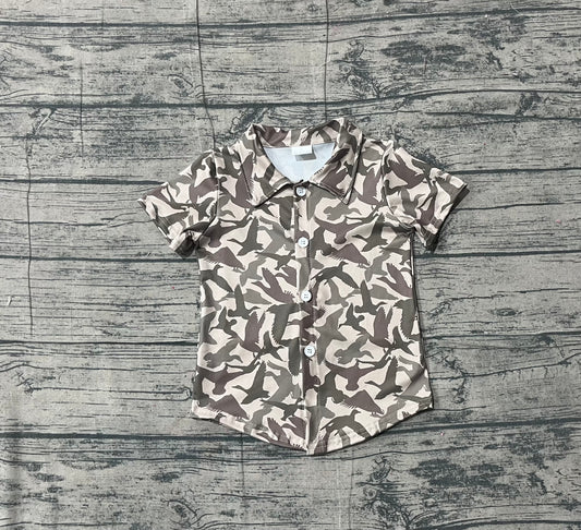 (Pre Order) No moq BT1562 pre-order toddler boy clothes camouflage button short Sleeve Top -2025.12.9