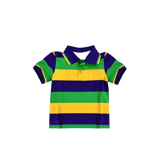 (Pre Order) No moq BT1575 pre-order toddler boy clothes striped short Sleeve Top -2025.11.15