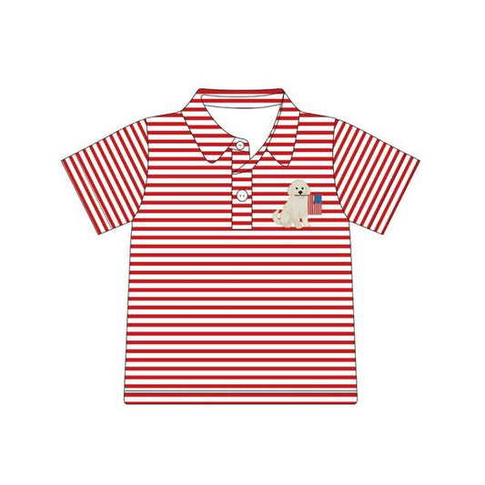 (Pre Order) No moq BT1619 pre-order toddler boy clothes puppy flag short Sleeve Top -2025.11.26