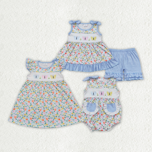 RTS SR1192  GSD0916 GSSO0732 Butterfly Flower Sleeveless Shorts Set  Sibling Sister