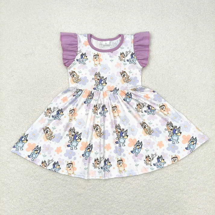 RTS Baby Girls Dogs Flowers Sibling Dresses Clothes Sets