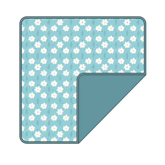 Custom moq 3 eta 7/8week moq 5 eta /4/5week White Daisy Teal Baby Blanket