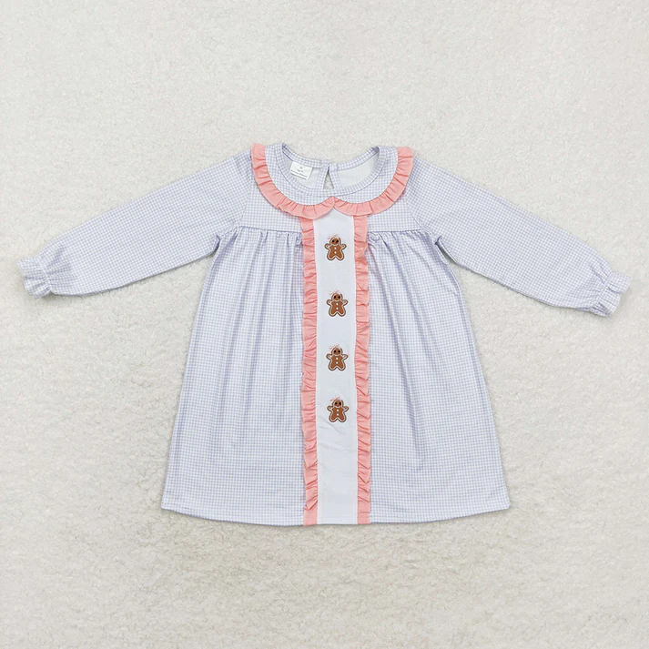 RTS NO MOQ Gingerbread Sibling Dress Outfits Clothes embroidery girls clothing