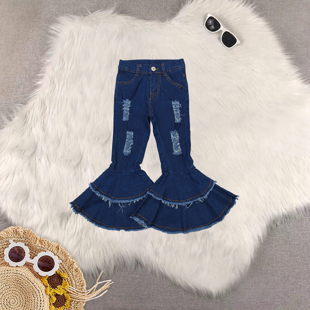 RTS NO MOQ Baby Girls Clothes Jeans: Flared & Ripped