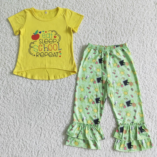 apple school yellow top and pants outfits