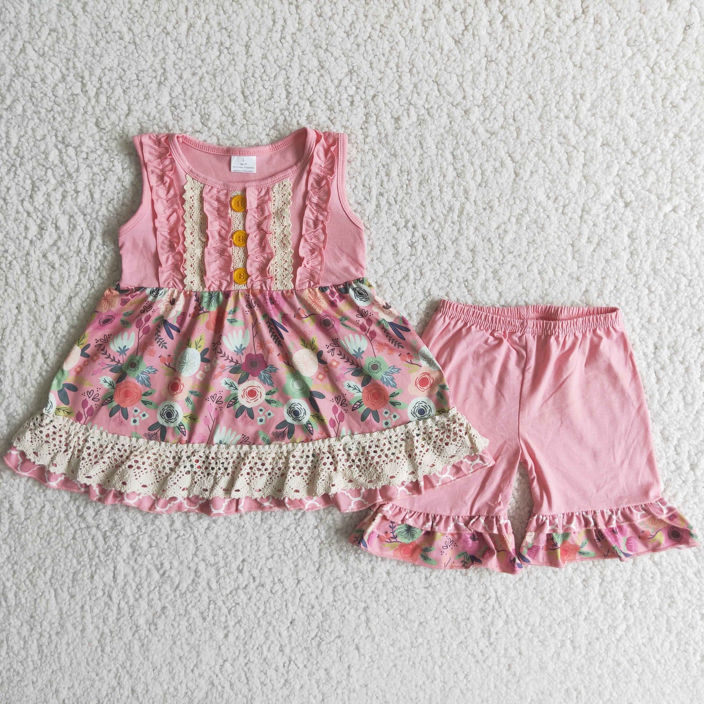 RTS NO MOQ ETA 5/7days arrived C2-3 Sleeveless pink flower suit