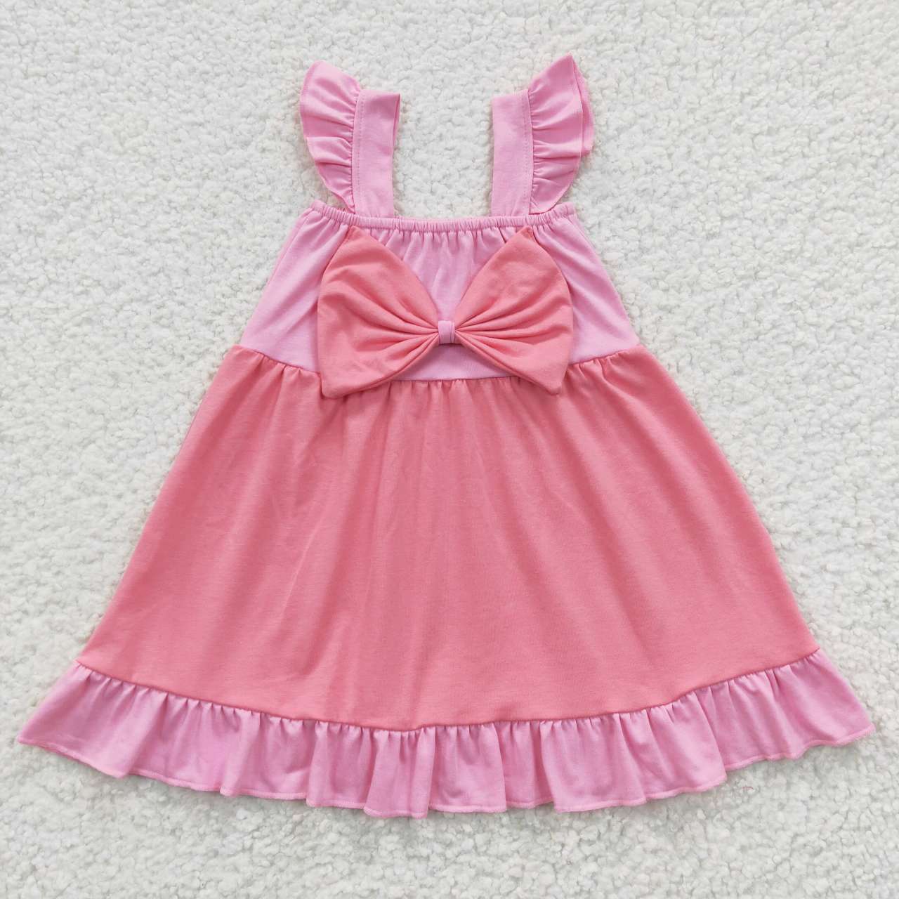 GSD0340 Pink Bow Flying Sleeve Dress