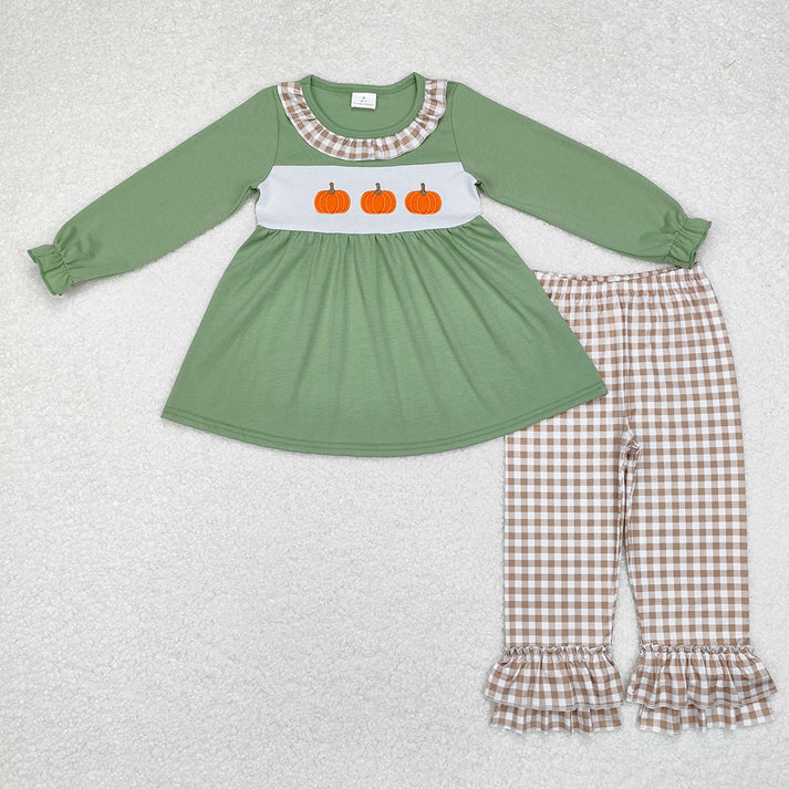 RTS NO MOQ Eta 5/days Girls Boys embroidery Pumpkins Rompers Bummie Outfits Clothes Sets