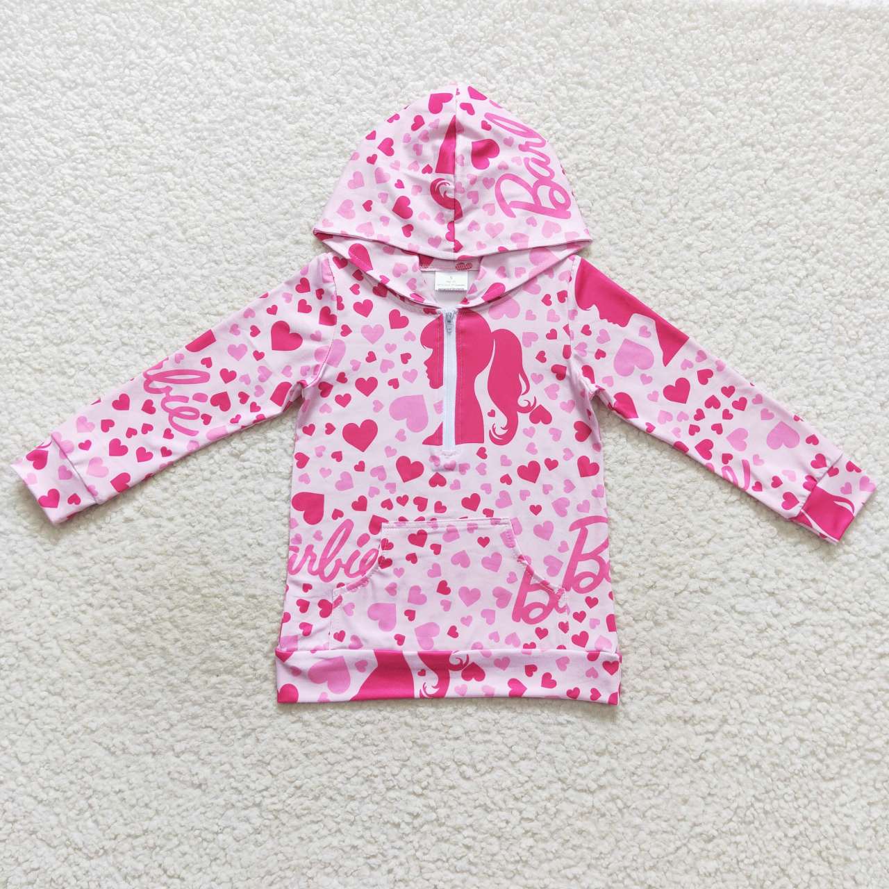 GT0289 barbie avatar love pink zipper hooded long-sleeved top