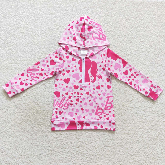 GT0289 barbie avatar love pink zipper hooded long-sleeved top