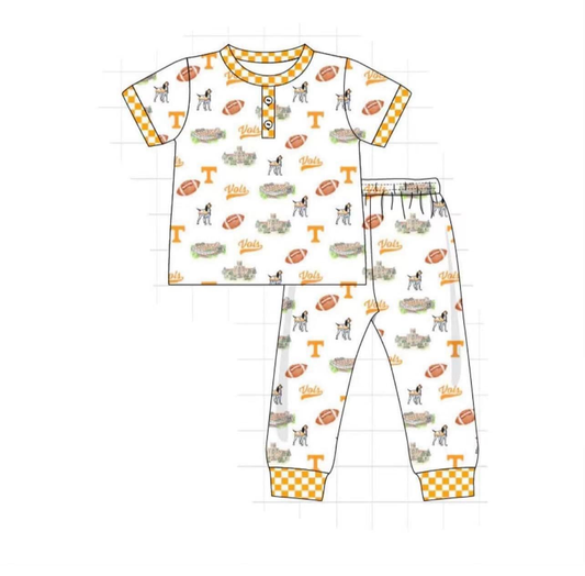 custom moq 5 eta 6-7weeks Orange short-sleeved trousers set pajamas boys pajamas