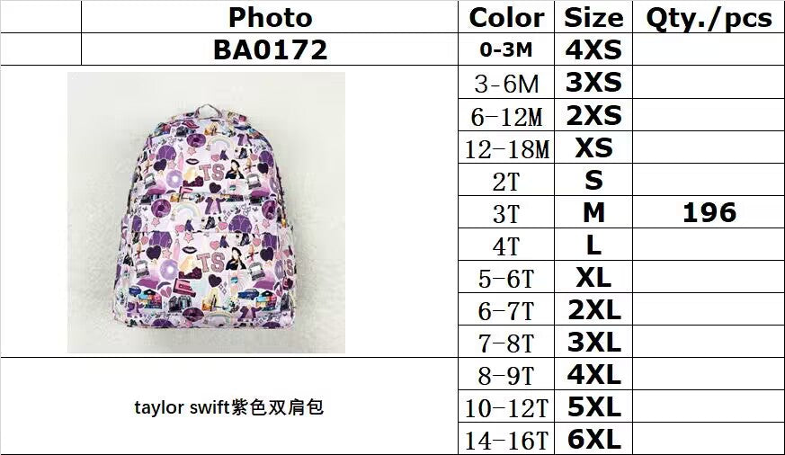 BA0172  Taylor Swift purple backpack