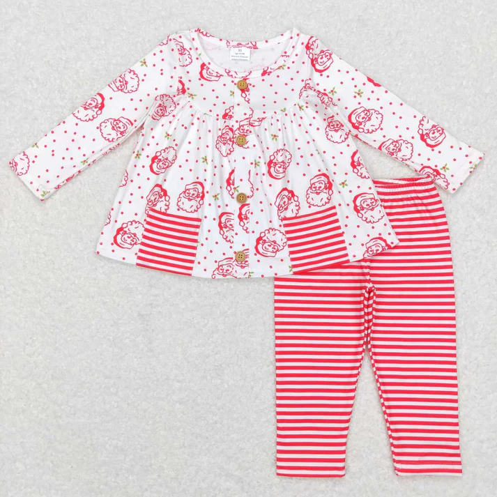 RTS NO MOQ Baby Girls Christmas Pocket Sibling Legging Pants Clothing Sets