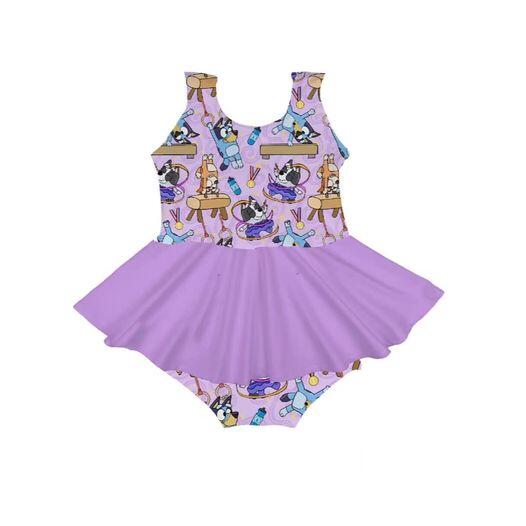 cartoon dog purple lace romper