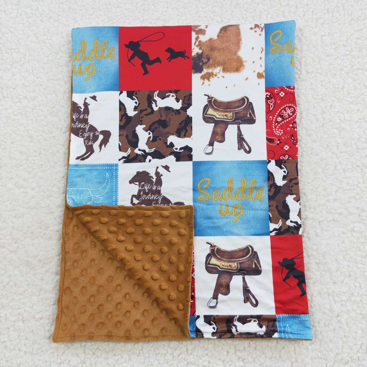 BL0055 western riding bull head baby blanket