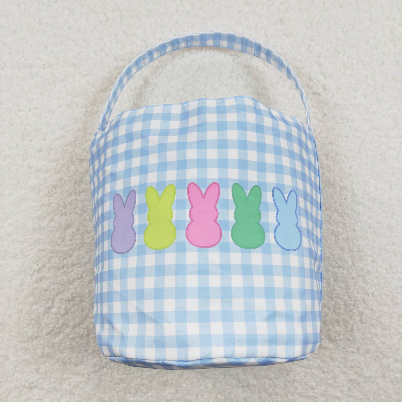 RTS NO MOQ ETA 5/7days Arrived BA0161 Colorful rabbit blue and white plaid bucket bag