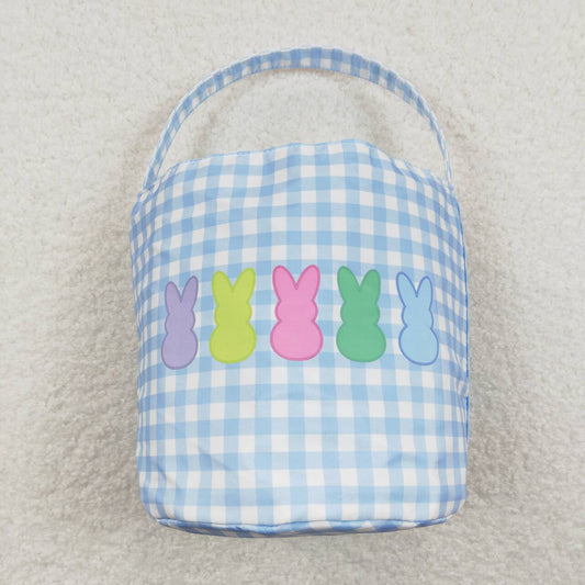 RTS NO MOQ ETA 5/7days Arrived BA0161 Colorful rabbit blue and white plaid bucket bag