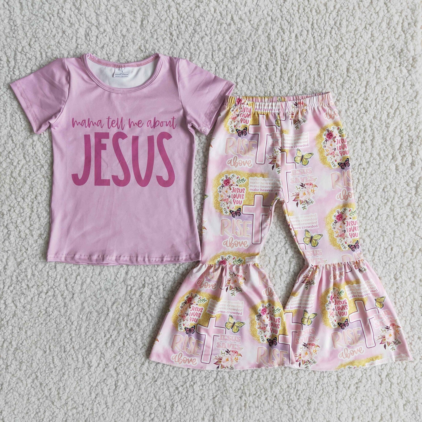 D10-4 Girls Jesus Rose Red Pants Suit