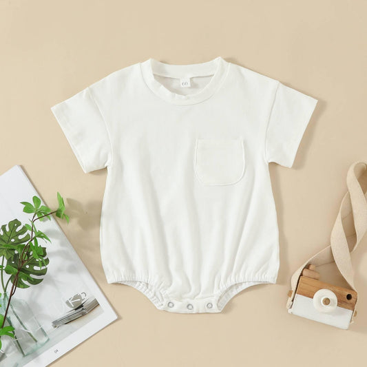 white summer romper pocket