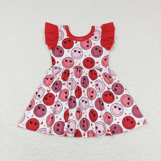 GSD0513 Love Smiley Red and White Flying Sleeve Dress