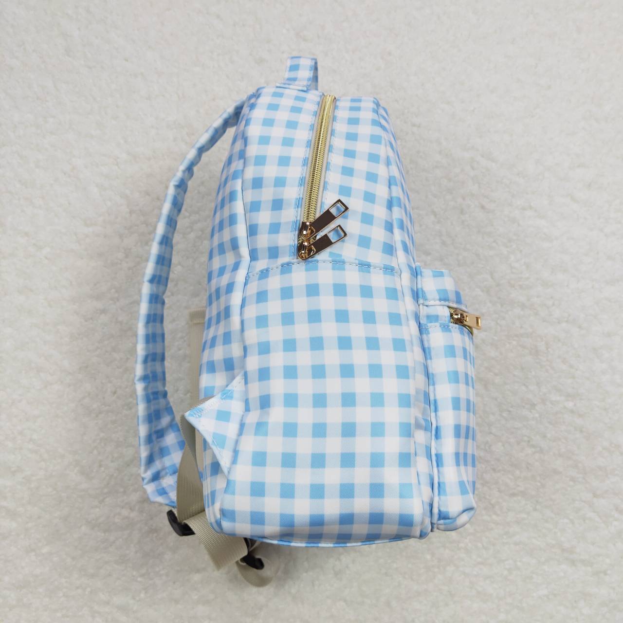 BA0087 Blue and white plaid backpack