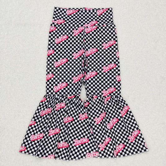 P0316 barbie letter black and white plaid trousers