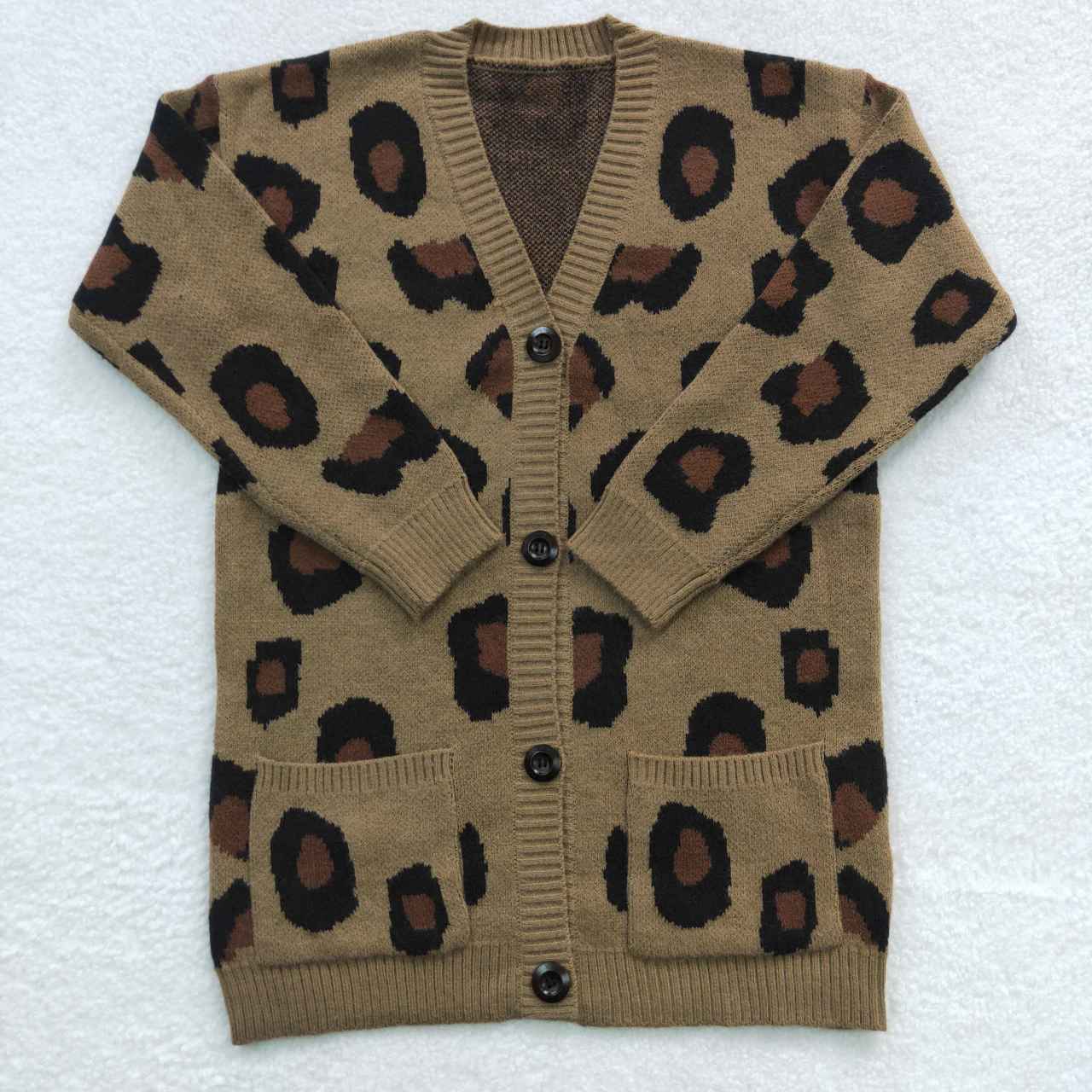 GT0189 Leopard Brown Sweater Cardigan