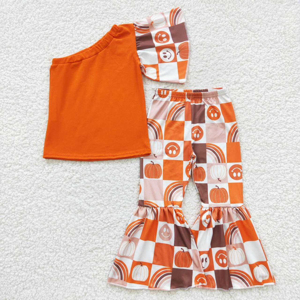 GSPO0620 Smiley Pumpkin One Sleeve Trouser Set