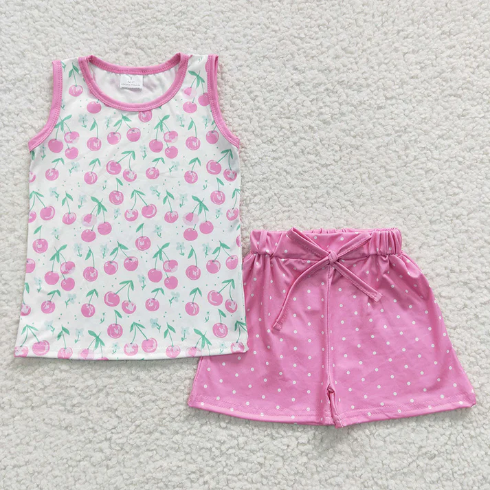 RTS NO MOQ Baby Girls Sleeveless Shirt Summer Shorts Pajamas Clothes Sets